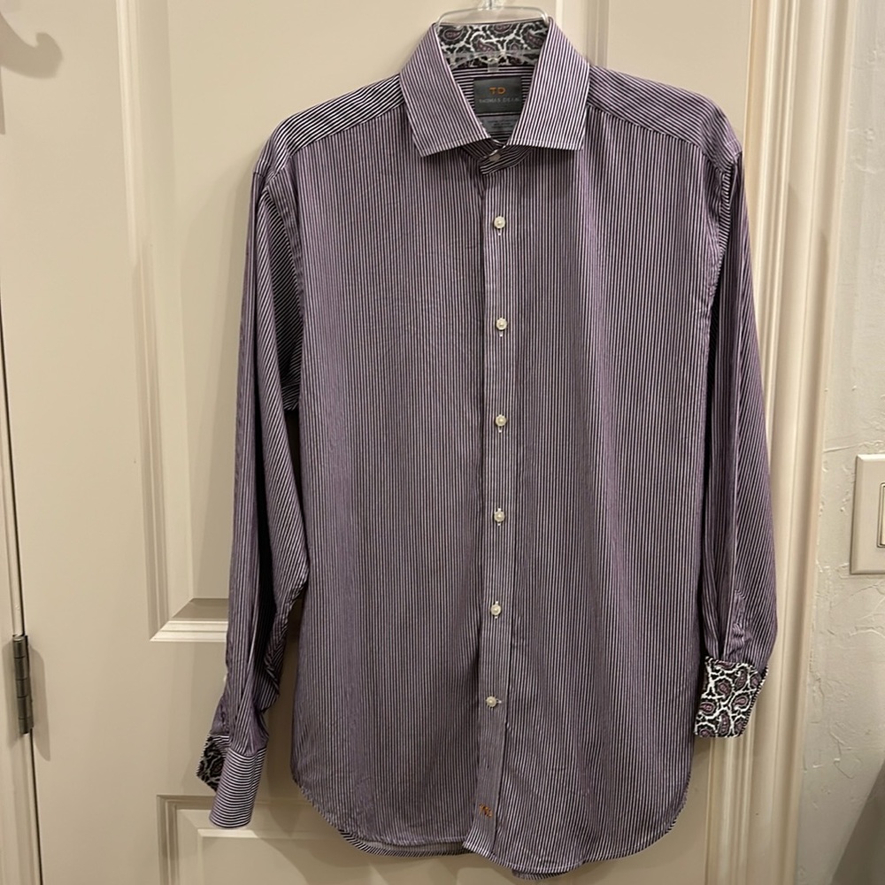 Thomas Dean button down paisley cuffs